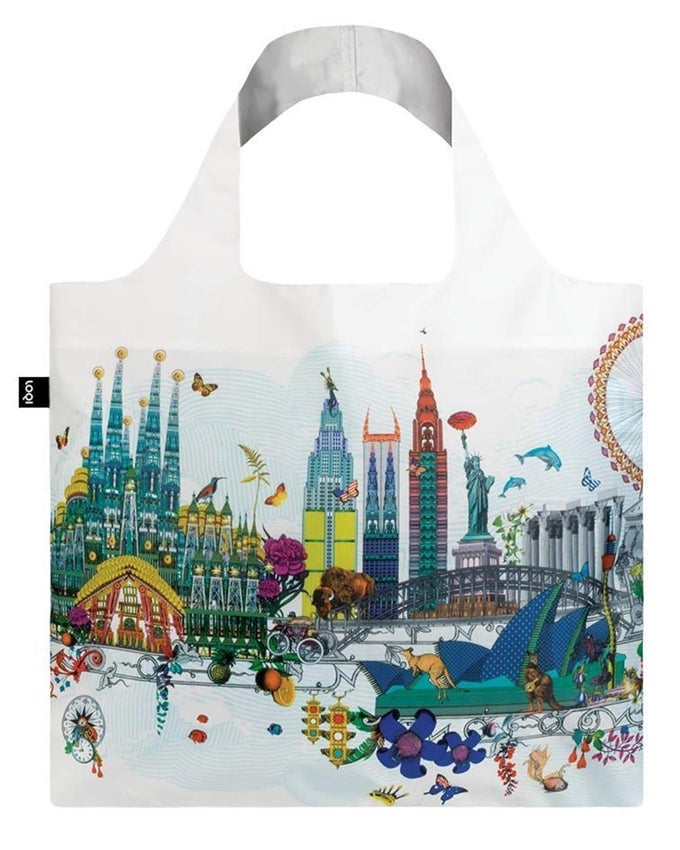 ARTIST KRISTJANA S WILLIAMS INTERIORS WORLD SKYLINE REUSABLE SHOPPING BAG