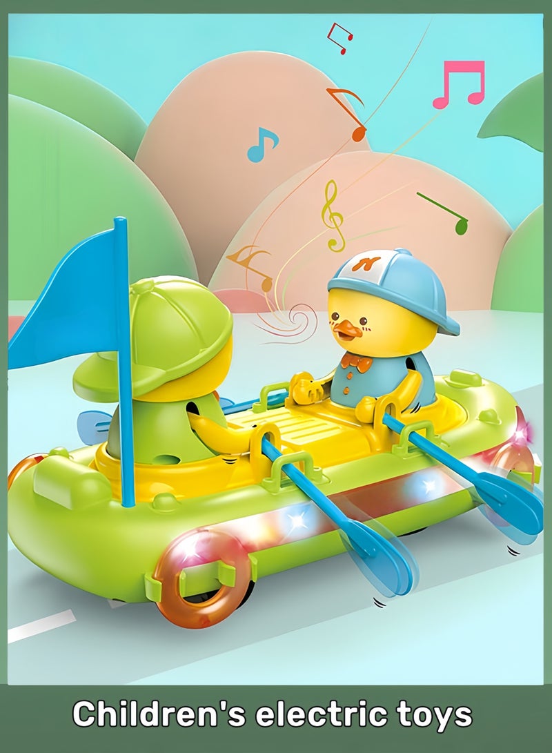 Baby Music Toys Baby Toddler Duck Boat Toys with Music and LED Light Up with Automatically Avoid Obstacles,Infant Sensory Tummy time Toys Learning to Crawl Walking Toddler Gifts - Image 1