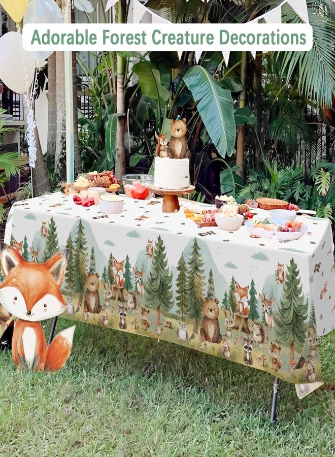 Caisehabu 3Pcs Woodland Baby Shower Decorations Tablecloth, Baby Boy Large Size 54 x 108 Inch Rectangular Plastic Table Cloth Forest Animals Mountain Wilderness Theme Decor - Image 3
