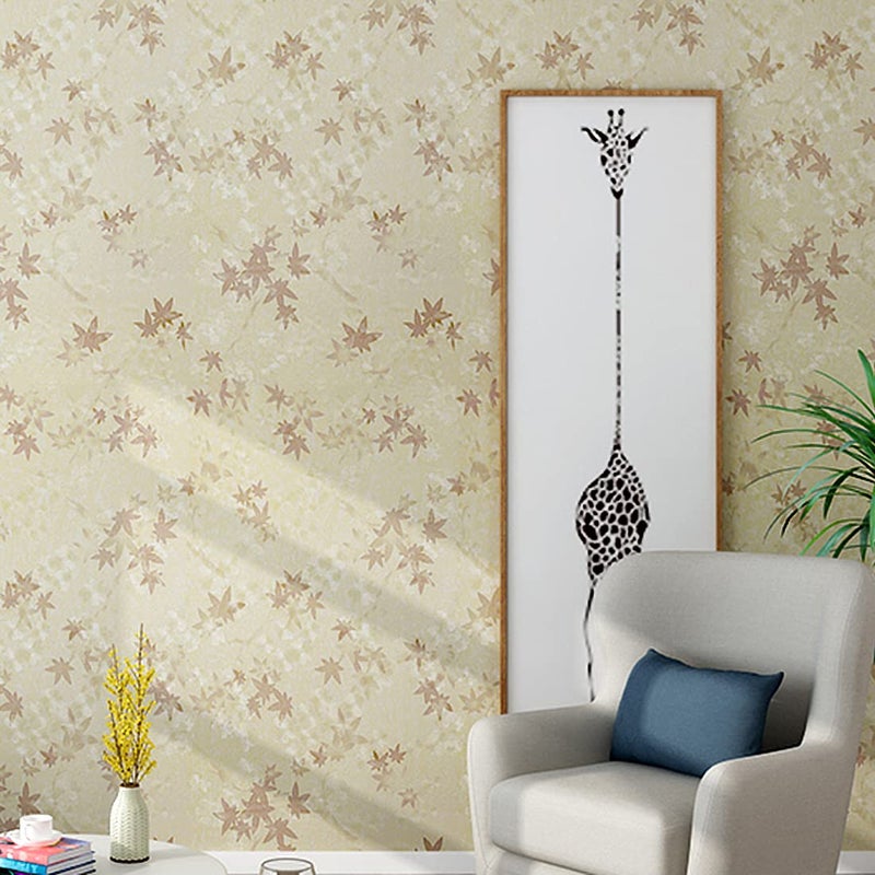 wolpin Wall Stickers Wallpaper Self Adhesive Maple Leaves (45 x 600 cm) Extra Large DIY Peel and Stick, Beige - Image 1