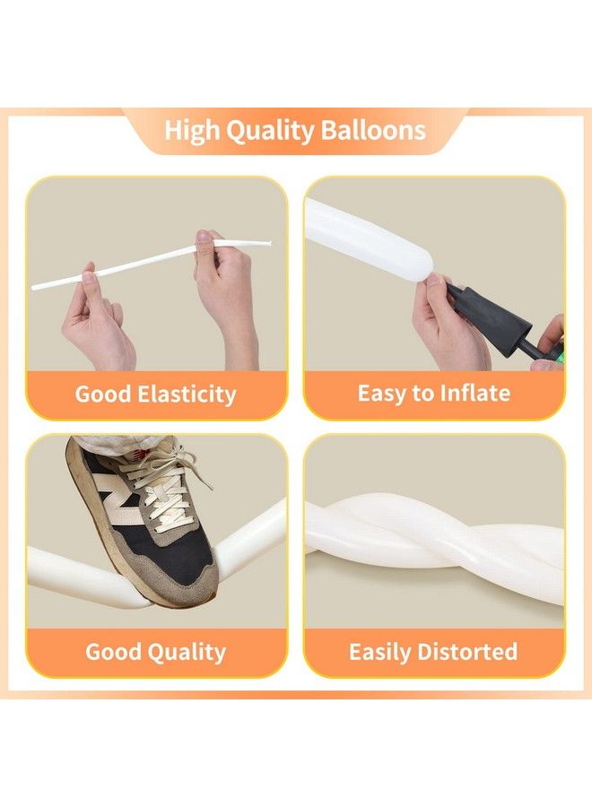 RUBFAC 260 Balloons White Long Balloons For Balloon Animals 100Pcs Twisting Balloons For Balloon Garland Animals Modeling Birthday Wedding Party Decorations - Image 4