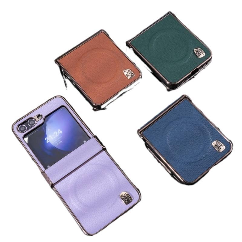 غطاء MagSafe بملمس باللون أزرق مغناطيسي جلد لـ Samsung Galaxy Z Flip 6 مع مقاوم للصدمات وحماية من السقوط مع مقاوم للصدمات مع مغناطيس قوي مع ملمس جلد للاستخدام المتكرر للهدايا - Image 4