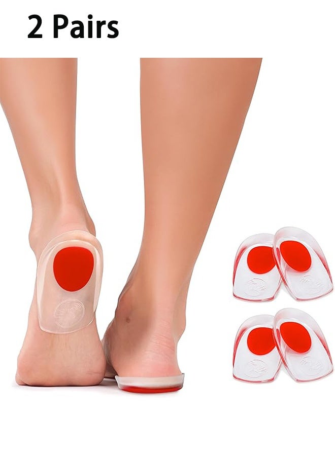 2 أزواج من السيليكون زيادة وسادات دعم الكعب ، وسادة صدمة جل الكأس ، لالتهاب اللفافة الأخمصية ، والكعب المؤلم ، ونتوء العظام ، ودعم تخفيف آلام القدم ، وقلب الأحذية النسائية والرجالية - Image 1