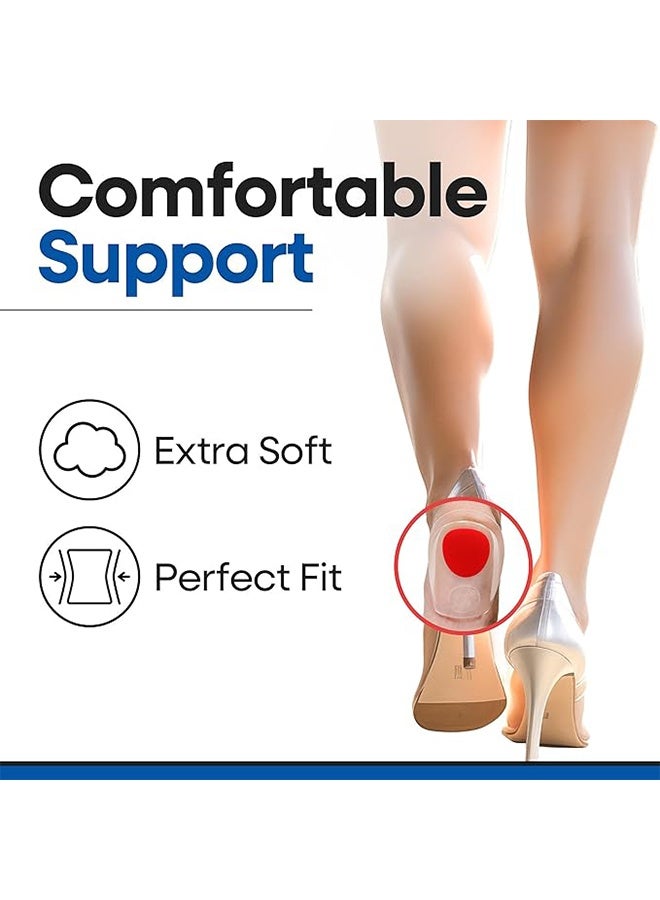 2 أزواج من السيليكون زيادة وسادات دعم الكعب ، وسادة صدمة جل الكأس ، لالتهاب اللفافة الأخمصية ، والكعب المؤلم ، ونتوء العظام ، ودعم تخفيف آلام القدم ، وقلب الأحذية النسائية والرجالية - Image 2