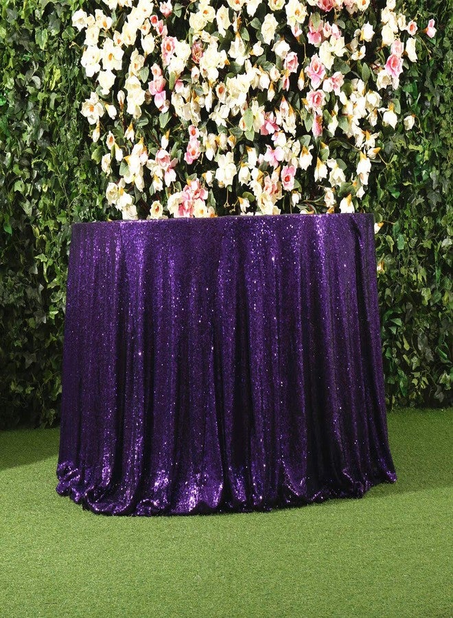 SquarePie Sequin Tablecloth Round Purple 72 Inch Sparkly Table Linen for Wedding Birthday Party Christmas - Image 4