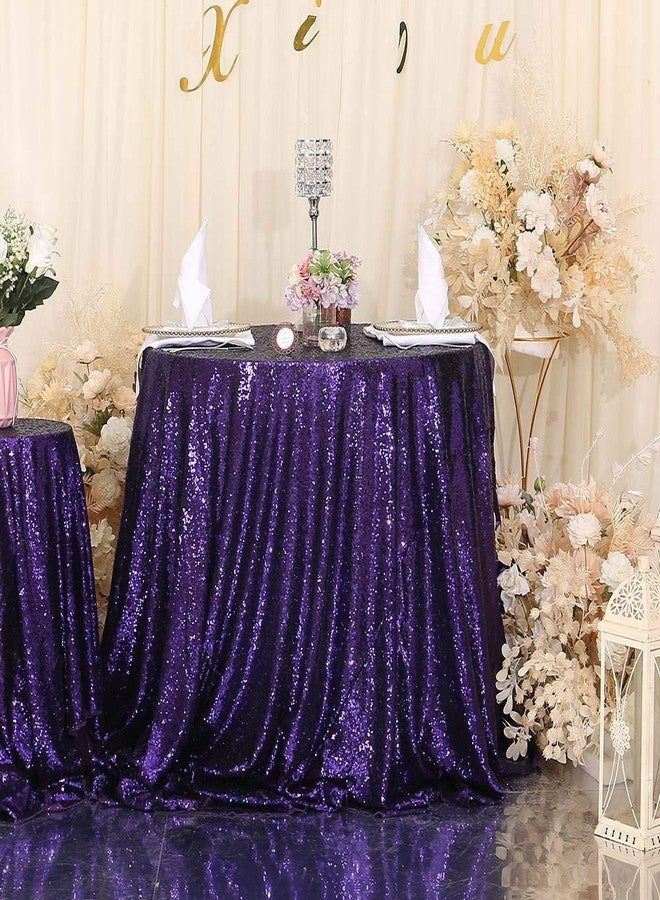 SquarePie Sequin Tablecloth Round Purple 72 Inch Sparkly Table Linen for Wedding Birthday Party Christmas - Image 3