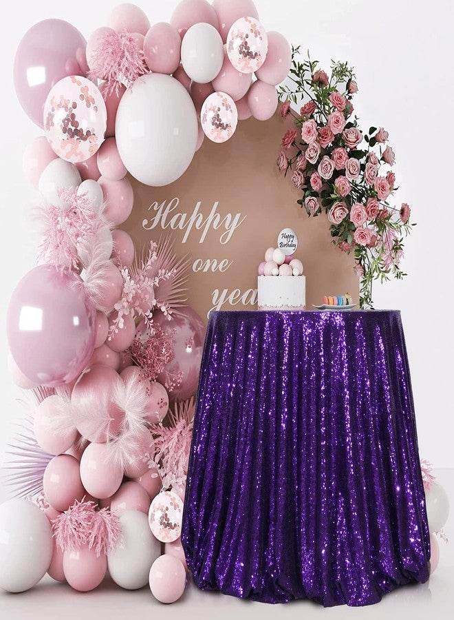 SquarePie Sequin Tablecloth Round Purple 72 Inch Sparkly Table Linen for Wedding Birthday Party Christmas - Image 1