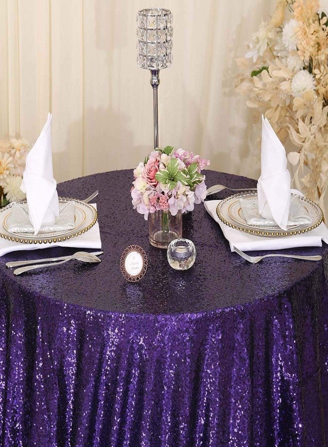 SquarePie Sequin Tablecloth Round Purple 72 Inch Sparkly Table Linen for Wedding Birthday Party Christmas - Image 5