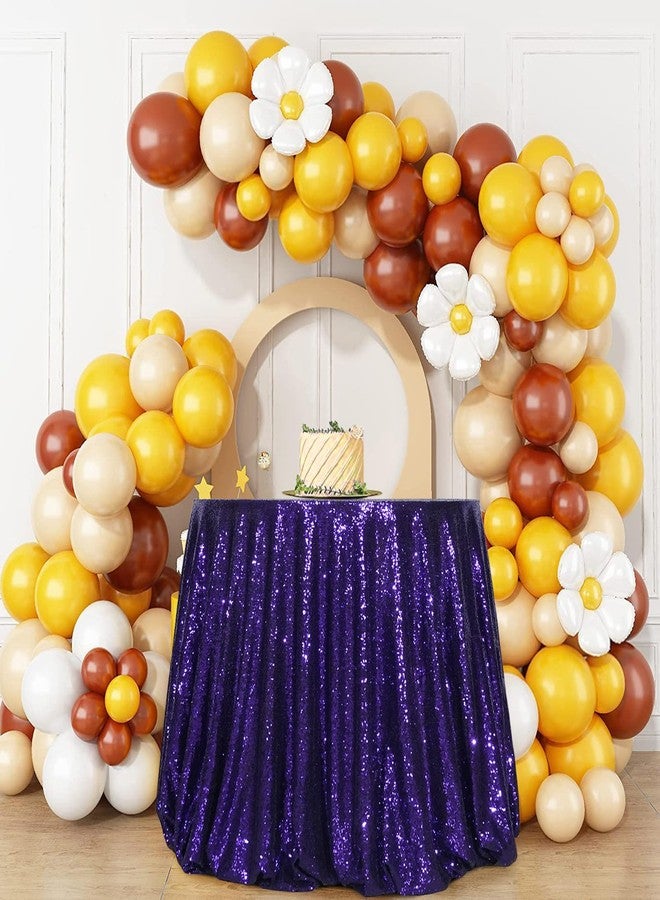 SquarePie Sequin Tablecloth Round Purple 72 Inch Sparkly Table Linen for Wedding Birthday Party Christmas - Image 2