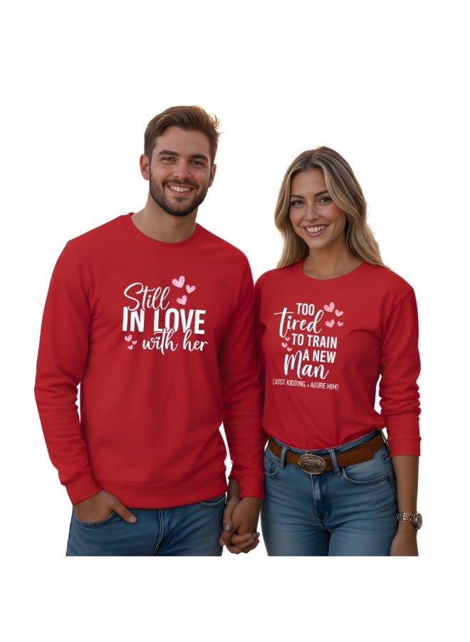 PRINTSHOP4ME Valentine's Day Matching Couple Sweatshirts–Comfortable Round Neck Long Sleeve Cotton Sweatshirts–Romantic Couple Outfits - Image 1