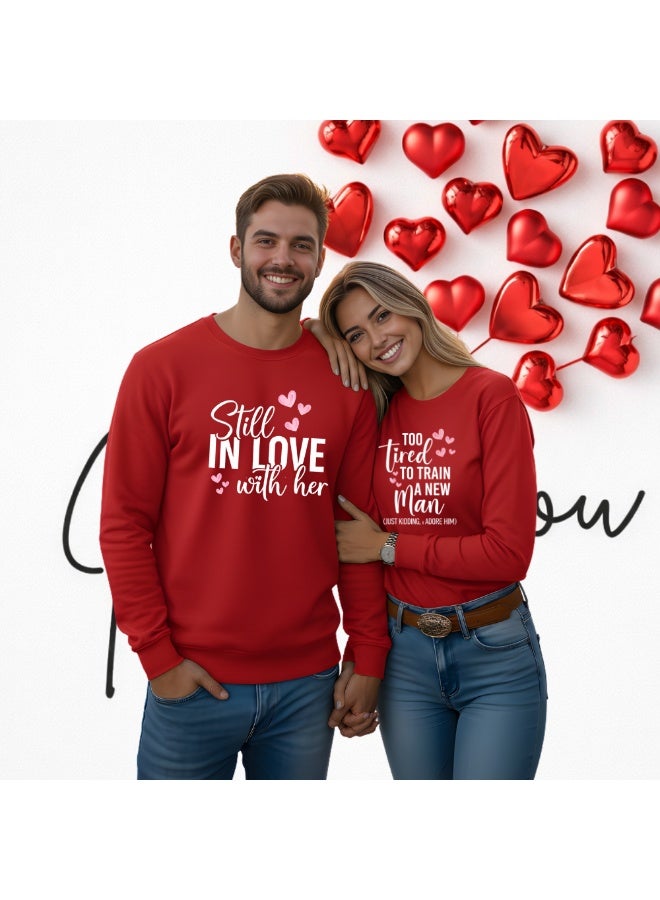 PRINTSHOP4ME Valentine's Day Matching Couple Sweatshirts–Comfortable Round Neck Long Sleeve Cotton Sweatshirts–Romantic Couple Outfits - Image 3