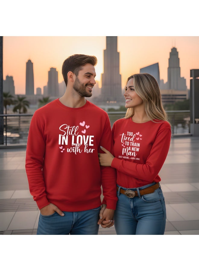 PRINTSHOP4ME Valentine's Day Matching Couple Sweatshirts–Comfortable Round Neck Long Sleeve Cotton Sweatshirts–Romantic Couple Outfits - Image 5
