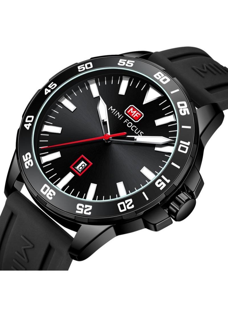 MINI FOCUS Mini Focus Casual Watch for Men , Analog , Rubber Strap , Black , MF0020G-04  - Image 1
