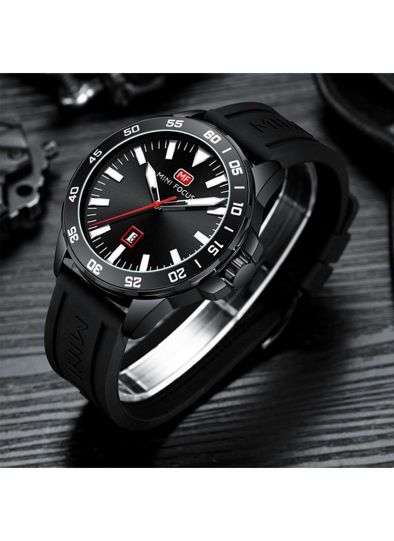MINI FOCUS Mini Focus Casual Watch for Men , Analog , Rubber Strap , Black , MF0020G-04  - Image 3