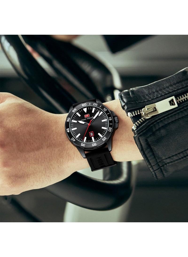 MINI FOCUS Mini Focus Casual Watch for Men , Analog , Rubber Strap , Black , MF0020G-04  - Image 4