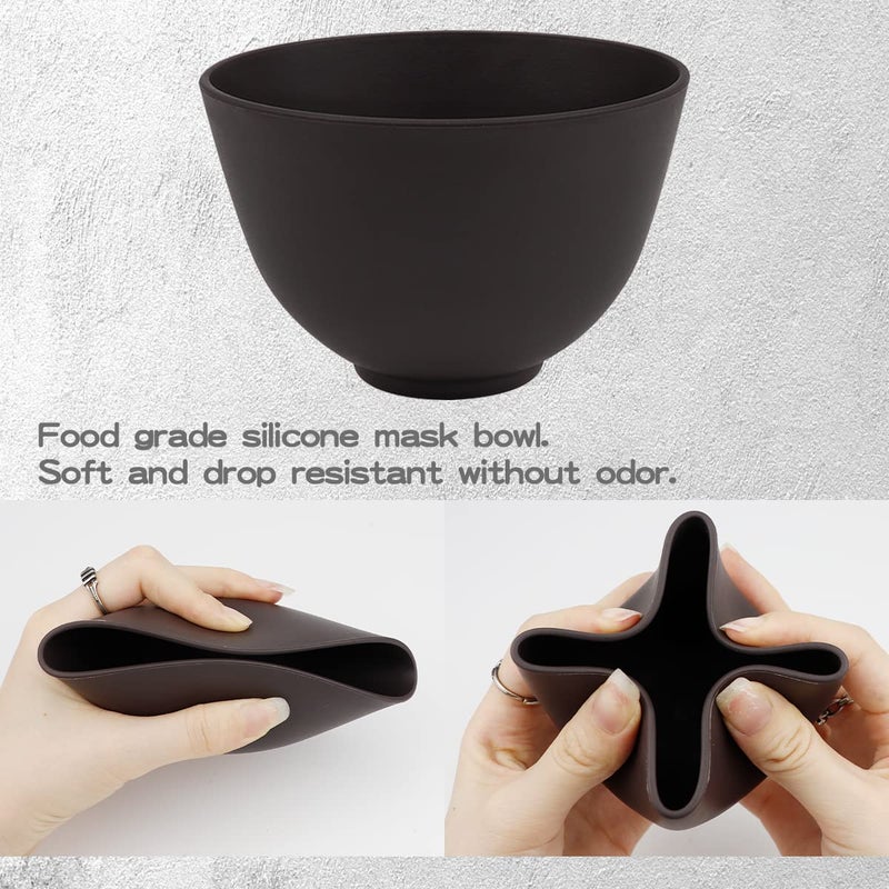 FERCAISH 4Pcs Diy Face Mask Mixing Bowl, Microwavable Silicone Facial Mud Bowl Cosmetic Beauty Tool for Home Salon(Black) - Image 3