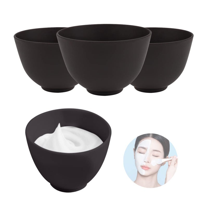FERCAISH 4Pcs Diy Face Mask Mixing Bowl, Microwavable Silicone Facial Mud Bowl Cosmetic Beauty Tool for Home Salon(Black) - Image 1