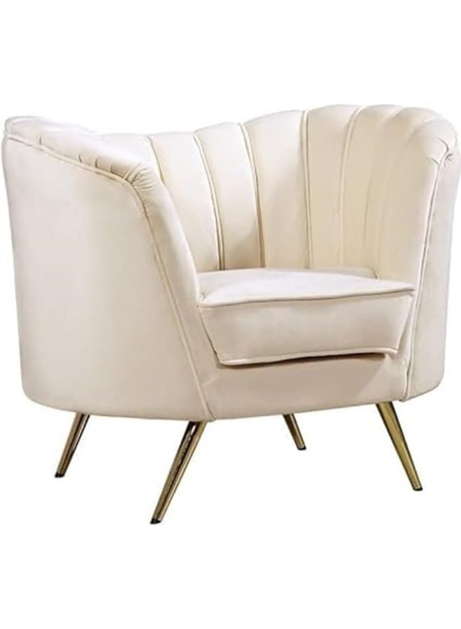 Comfynest Mid-Century Modern Chesterfield Sofa in Velvet with Sleek Golden Metal Legs - Ideal for Living Room, Bedroom, or Office Use (Beige, 2 Seater)  - Image 3