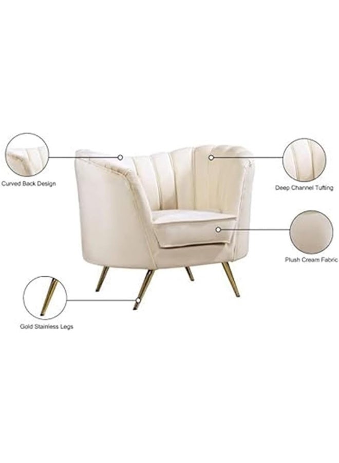 Comfynest Mid-Century Modern Chesterfield Sofa in Velvet with Sleek Golden Metal Legs - Ideal for Living Room, Bedroom, or Office Use (Beige, 2 Seater)  - Image 4