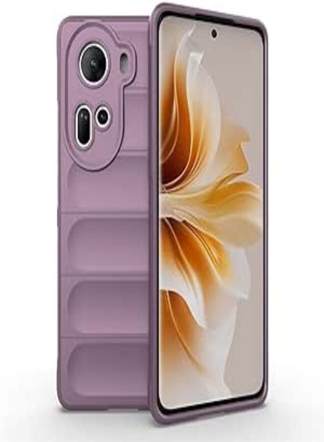 (For Reno 11 5G) Akira Back Case For Oppo Reno 11 5G Back Cover Ultra Thin Liquid Silicone Rubber Soft TPU Flexible Bumper Hybrid Rugged Armor Shockproof Smooth Surface Protective Case (Light Purple)