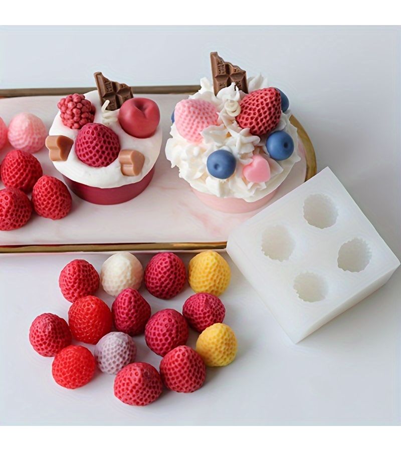 Silicone Strawberry Candle Mold 3D Stereoscopic for DIY Soap Cake Decor - Image 3