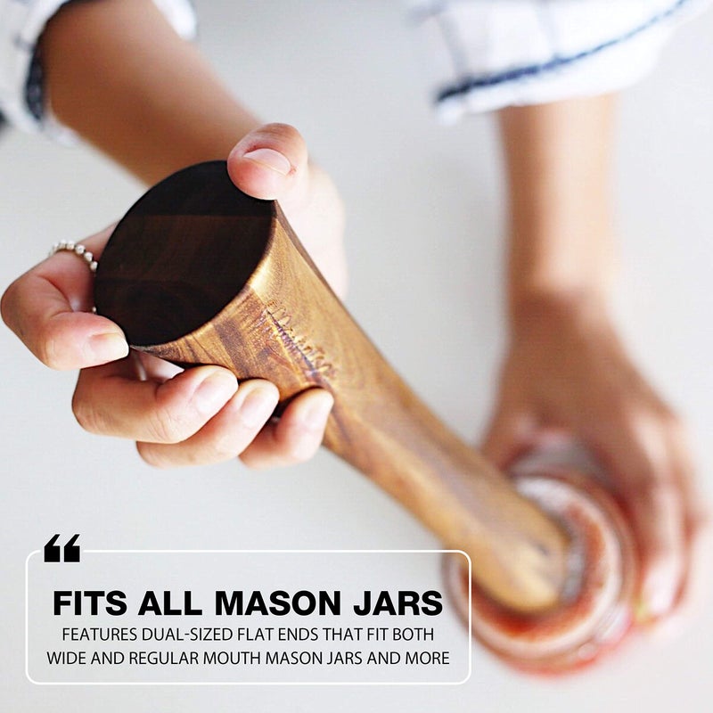 Masontops Masontops Pickle Packer - Acacia Wood Vegetable Fermentation Tamper - Cabbage Sauerkraut Pounder - Fermenting Food Tool  - Image 5