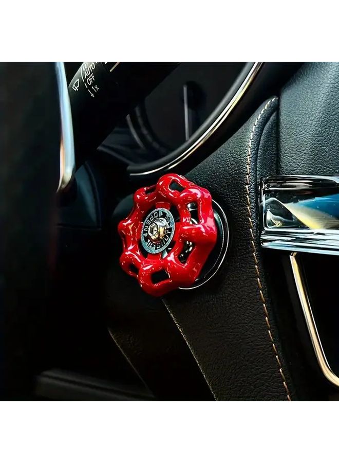 Blue Metal Fidget Spinner Dashboard Ornament for Car Ignition Button Universal Vehicle Interior Accessory - Image 1