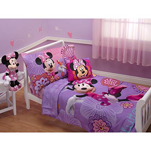 Disney 4 Piece Minnies Fluttery Friends Toddler Bedding Set Lavender - Image 1