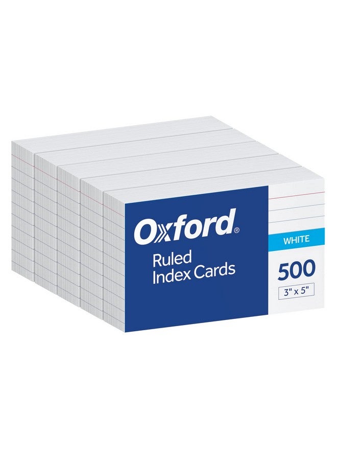 Oxford Index Cards, 3 x 5 Inches, White, Lined on Front, Blank on Back, Flashcards for School and Studying, Recipe Note Cards, 500 Count (5 Packs of 100) (40176) - Image 1