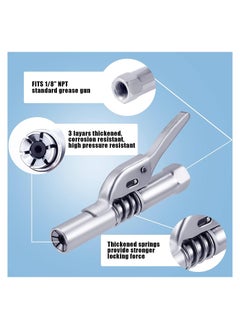 SYOSI Grease Gun Coupler Kit Professional Lever Action Grease Gun with Hose Quick Release Grease Coupler Easy to Lock Handle Compatible with All Grease Gun 1/8 NPT Grease Gun Fitting  - Image 2