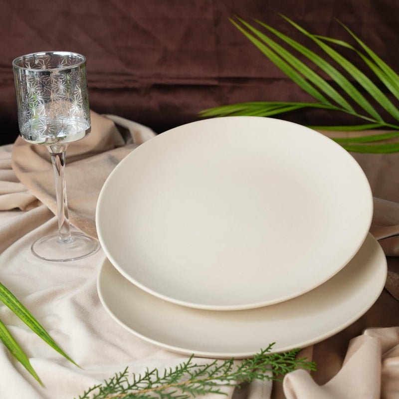 Caffeine Ceramic Handmade White Marble Matte Dinner Plate 10" inch(Set of 6) - Image 4