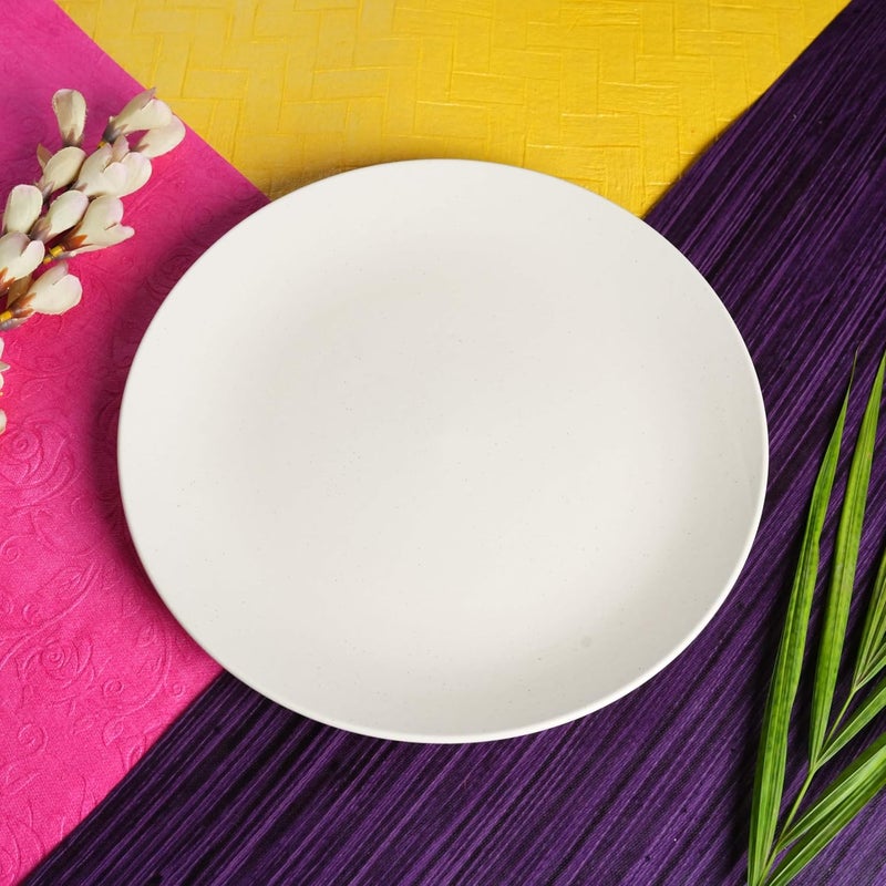 Caffeine Ceramic Handmade White Marble Matte Dinner Plate 10" inch(Set of 6) - Image 5