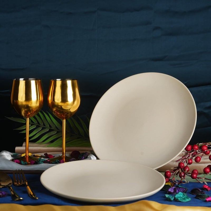 Caffeine Ceramic Handmade White Marble Matte Dinner Plate 10" inch(Set of 6) - Image 3