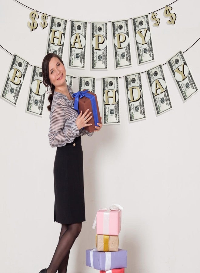 Lide Road Bill Dollar Happy Birthday Banner - Money Party Supplies for Baby Shower Kids Theme Decorations - Image 5