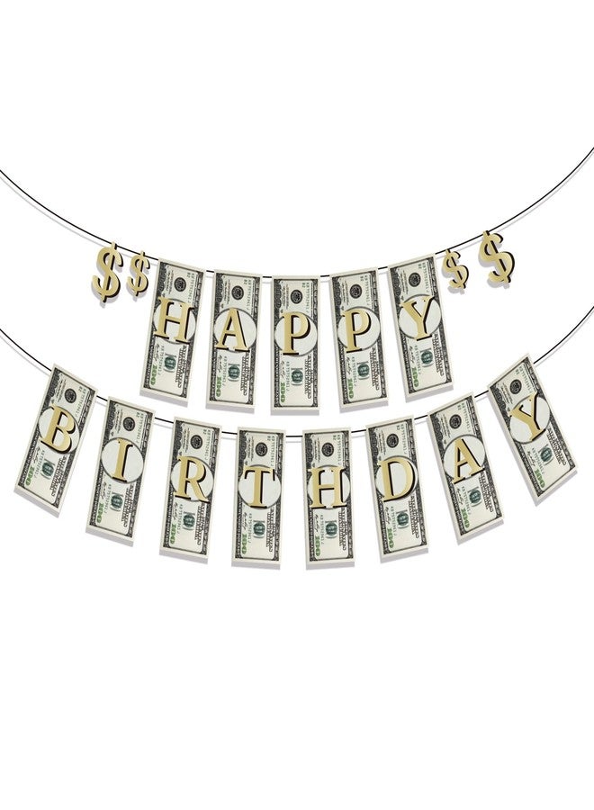 Lide Road Bill Dollar Happy Birthday Banner - Money Party Supplies for Baby Shower Kids Theme Decorations - Image 1
