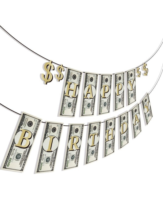 Lide Road Bill Dollar Happy Birthday Banner - Money Party Supplies for Baby Shower Kids Theme Decorations - Image 3