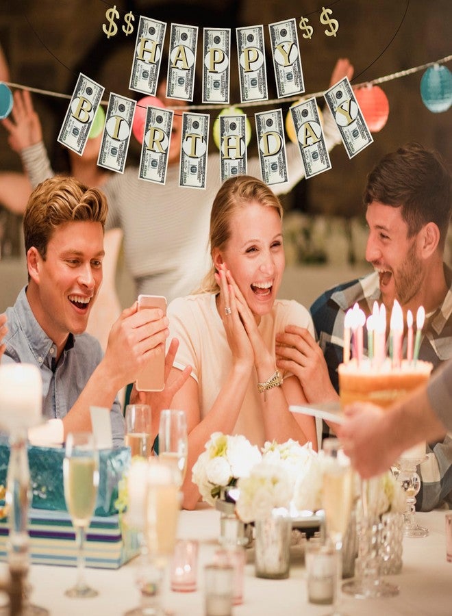 Lide Road Bill Dollar Happy Birthday Banner - Money Party Supplies for Baby Shower Kids Theme Decorations - Image 4