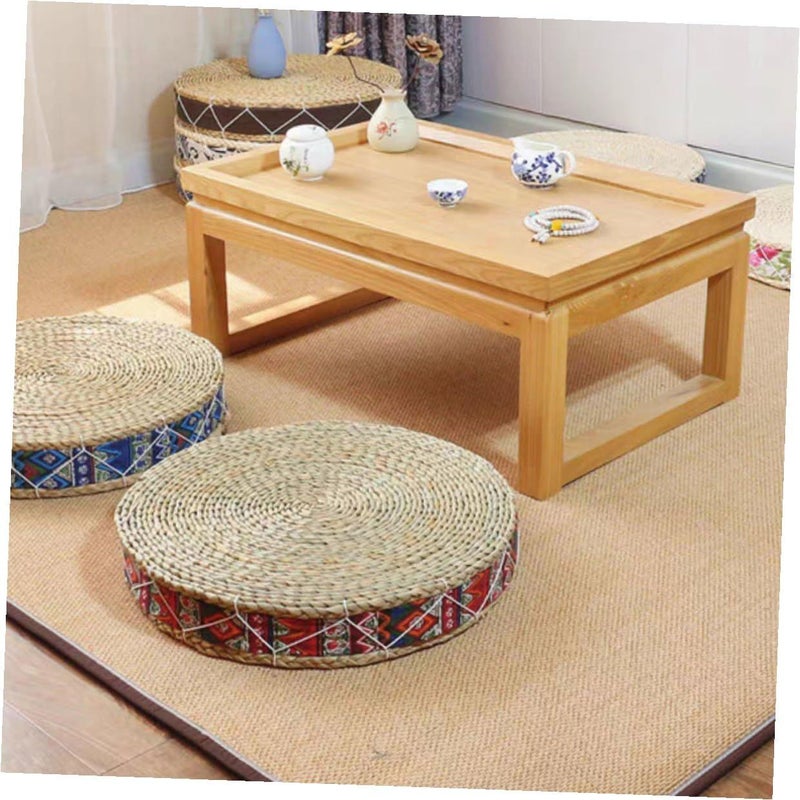 Bohemian Red 30cm وسادة أرضية من القش المنسوج وسادة تأمل وسادة جلوس زابوتون - Image 5