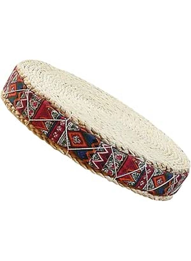 Bohemian Red 30cm وسادة أرضية من القش المنسوج وسادة تأمل وسادة جلوس زابوتون - Image 1
