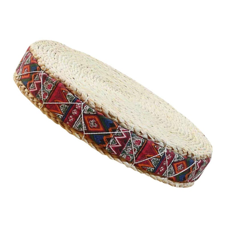 Bohemian Red 30cm وسادة أرضية من القش المنسوج وسادة تأمل وسادة جلوس زابوتون - Image 2
