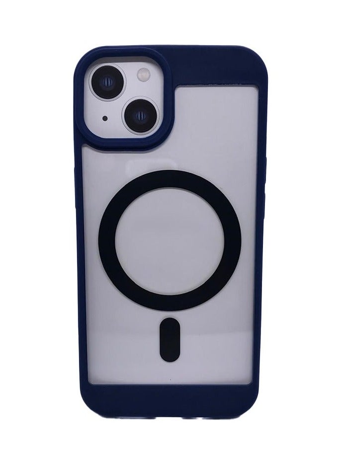 Magnetic transparent iPhone 15 case supports MagSafe  charging  for iPhone 15 - Blue 