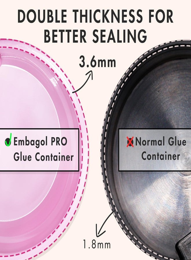 Embagol Eyelash Glue Storage Container Tank - Adhesive Jar Stand Makeup Case Cosmetic Storage Tank - Pink - Image 2