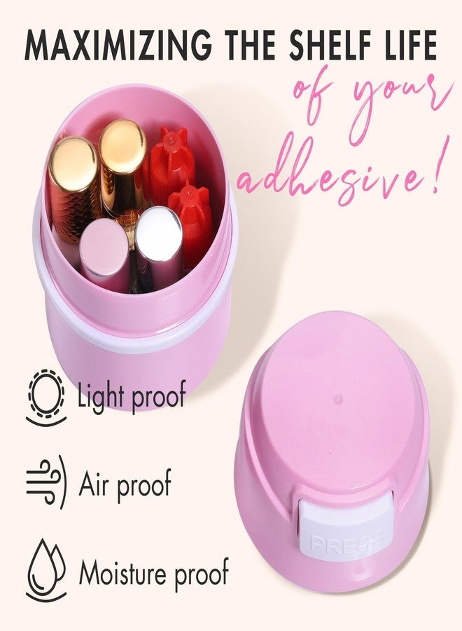 Embagol Eyelash Glue Storage Container Tank - Adhesive Jar Stand Makeup Case Cosmetic Storage Tank - Pink - Image 3