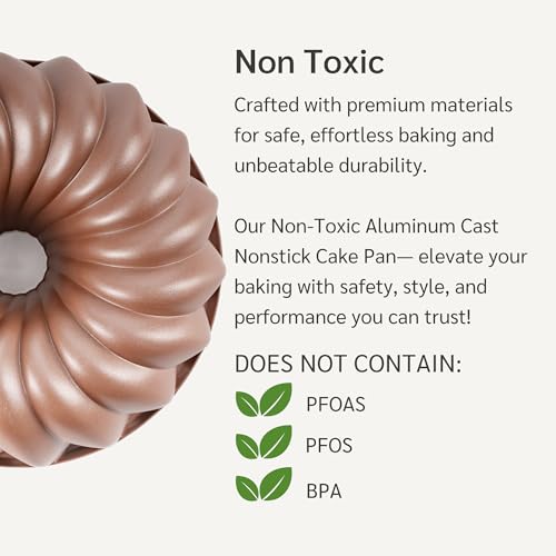 HAPPIELS 10 Cup Fluted Tube Cake Pan Nonstick, PFOA Free Fluted Cake Pan for Baking, Pound Cake Mold for Oven, Cake Molds And Cake Pans, Tube Mold, Pound Tin (Classic) - Image 4