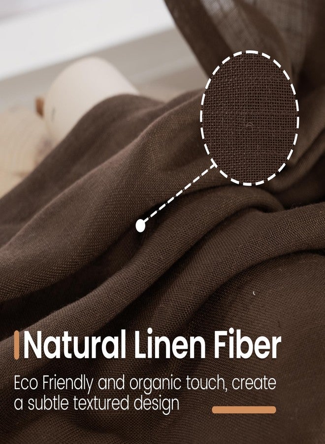 BGment ستائر كتان بنية اللون من BGment، طولها 84 بوصة، قطعتان، مناسبة لنوافذ غرفة المعيشة. ستائر شبه شفافة بلون الشوكولاتة، مزخرفة، مزودة بجيب للعمود، مناسبة لديكور غرفة النوم أو غرفة الطعام على الطراز الريفي، خفيفة الوزن، عرض كل قطعة 52 بوصة. - Image 3