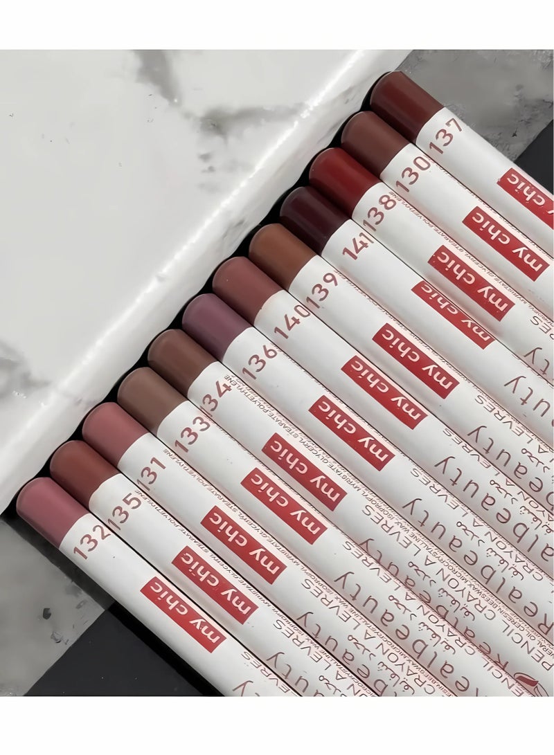 ريال بيوتي مجموعة أقلام تحديد الشفاه مكونة من 12 قطعة متعدد الألوان، احترافية - Image 2