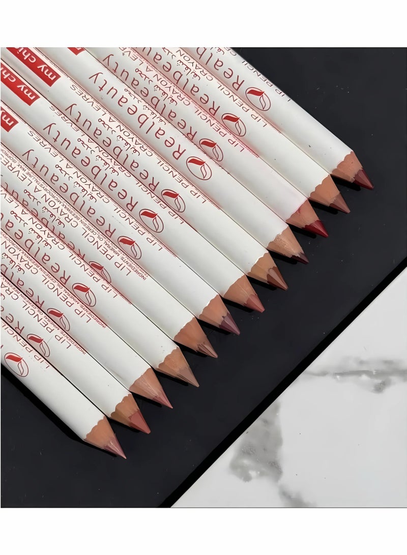 ريال بيوتي مجموعة أقلام تحديد الشفاه مكونة من 12 قطعة متعدد الألوان، احترافية - Image 3