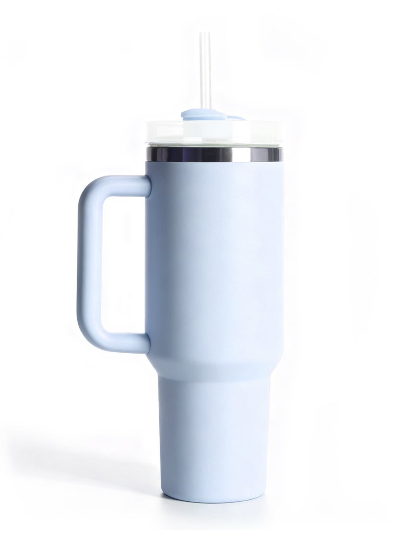 GALADUNE 40oz Stainless Steel Insulated Tumbler with Handle and Straw, Large Capacity Travel Mug for Hot & Cold Drinks, Leak-Proof Vacuum Cup, Light Blue - Image 5