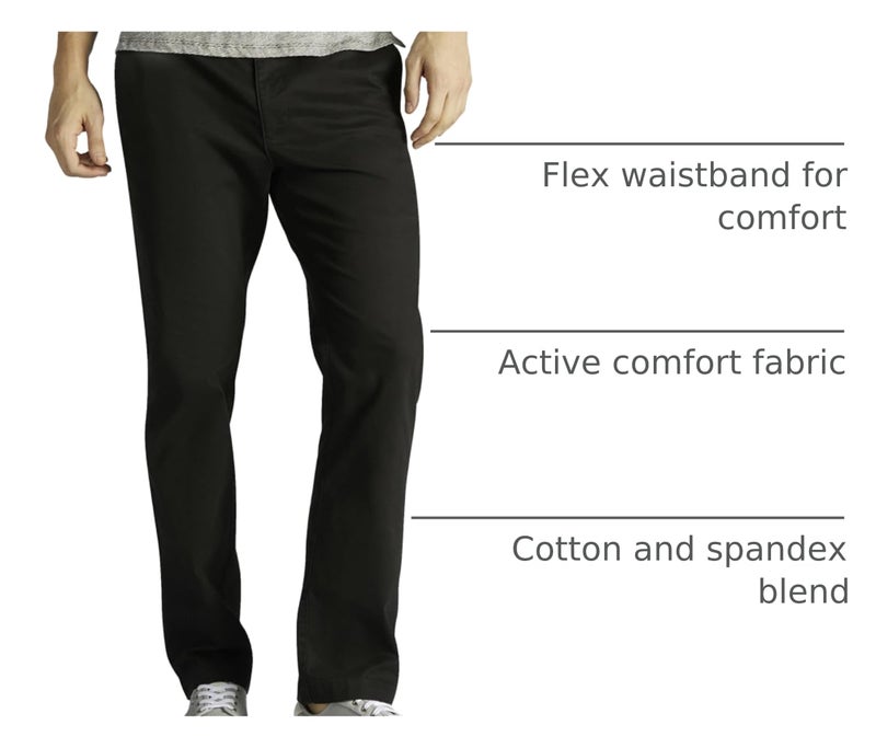 Lee Men's Extreme Motion Flat Front Slim Straight Pant Black 40W x 29L - Image 2