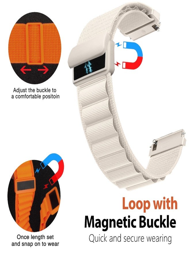 Abanen Loop Nylon Watch Bands for Garmin Vivoactive 5, 20mm Soft Lightweight Sport Nylon Wristband Strap with Adjustable Magnetic Closure for Garmin Venu Sq/Venu 2 Plus (Starlight) - Image 2